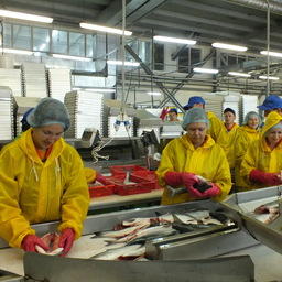 Работники рыбозавода в Сахалинской области